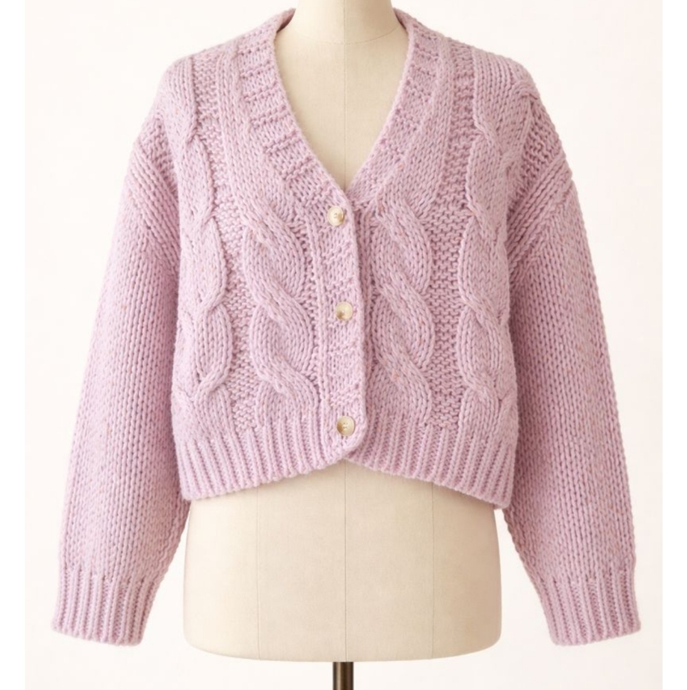 En Creme Chunky Cableknit Cardigan M/L